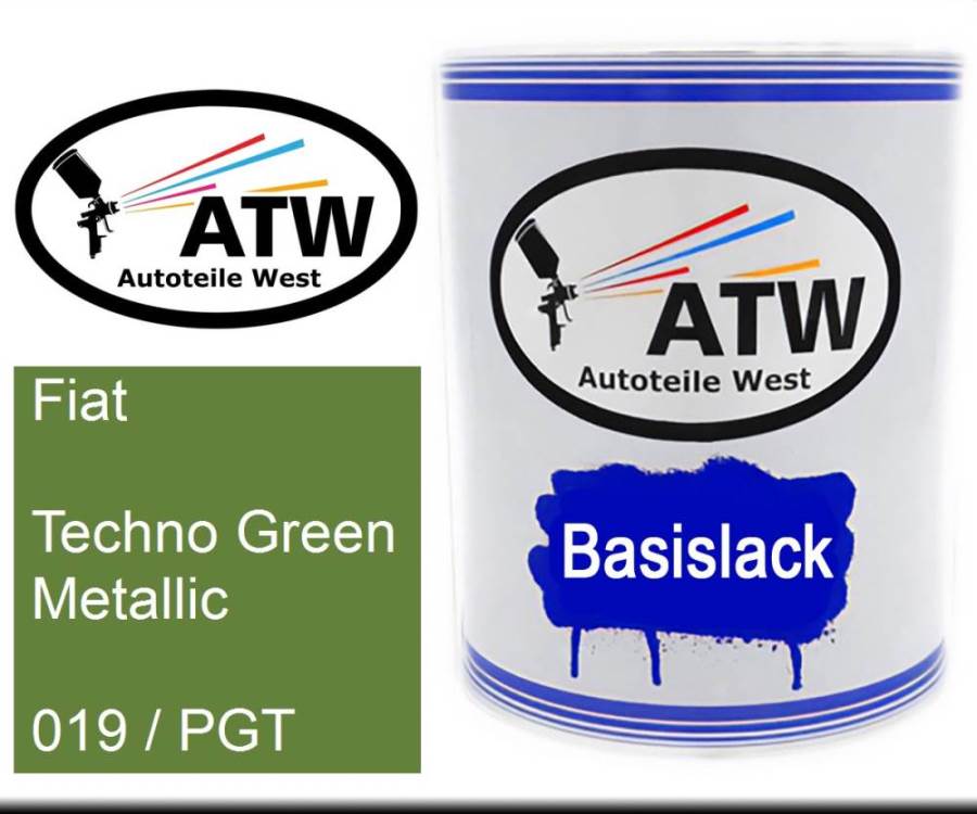 Fiat, Techno Green Metallic, 019 / PGT: 1L Lackdose, von ATW Autoteile West.